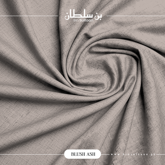 Gray fabric with a swirling pattern and 'Bin Sultan' branding.